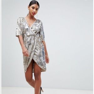 TFNC London Sequin Wrap Dress